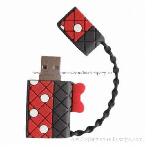 Bag-shaped USB Drives, 128MB-32GB Capacity, Logo Design, Soft PVC Material, 5-year Warranty, USB2.0